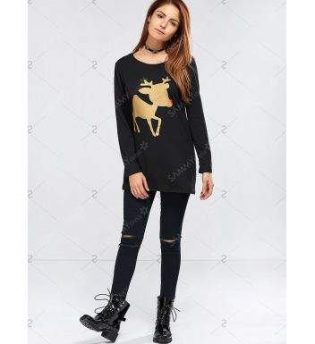 Reindeer Pattern Glitter Christmas Dress